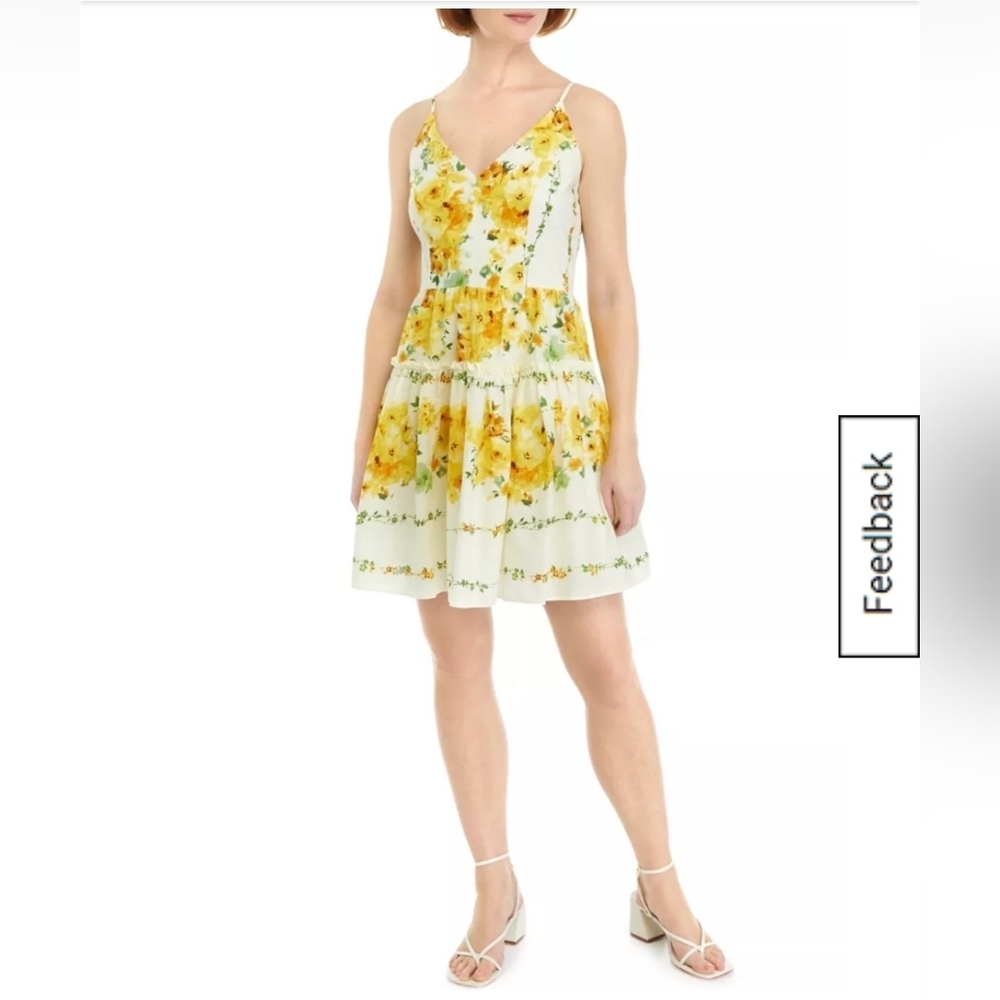 Taylor Sleeveless V-Neck Floral Print Dress size 10